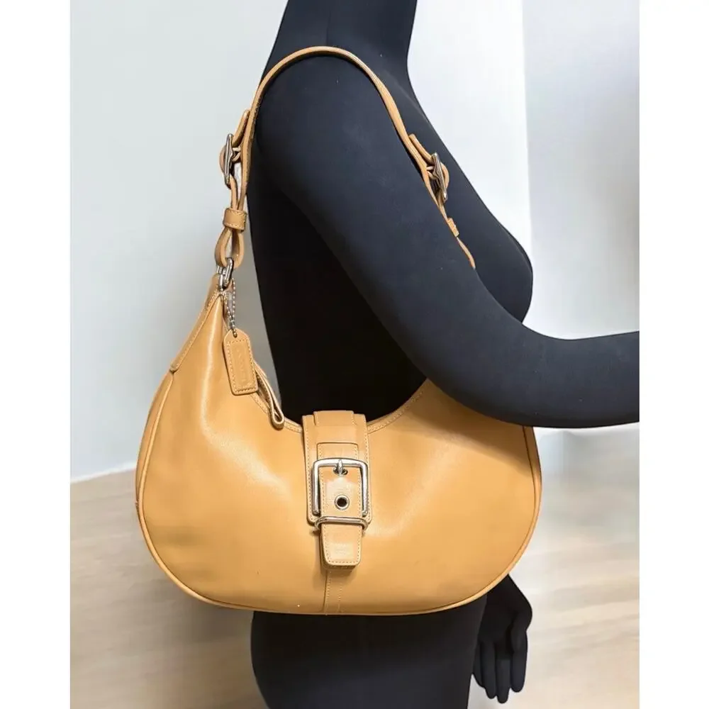 Vintage Coach 7548 Hamptons Leather Buckle Hobo Bag & Wristlet